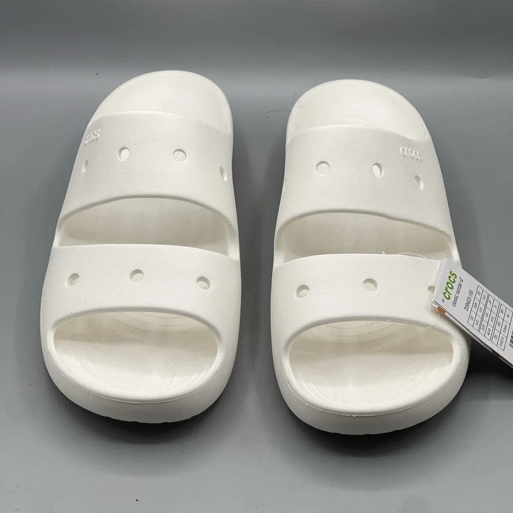 Crocs Men's 13 White Slides Lightweight Classic Sandals V2‎ Sports Open Toe